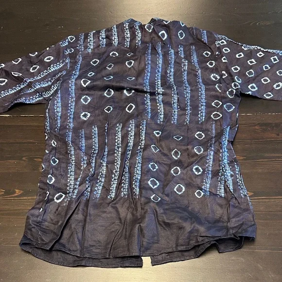 Men's Blue Patterned Casual Button Down Shirt - Picture 2 of 2